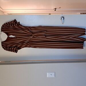 Lush Brown and White Striped Romper